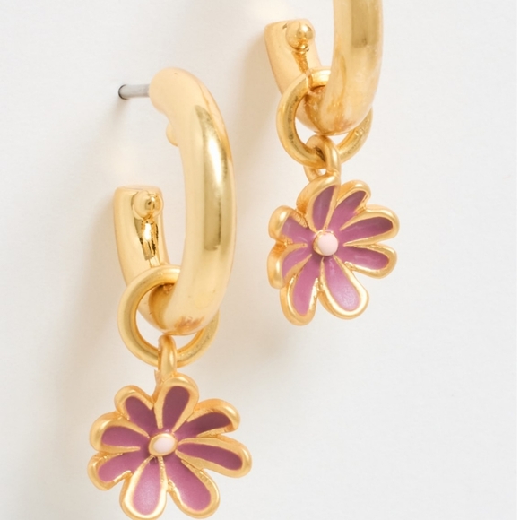 ❤️Madewell❤️ Daisy Enamel Small Hoop Earrings 💥💥 - Picture 8 of 9